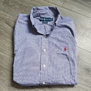 Ralph Lauren Yarmouth Red Blue Long Sleeve Button Down Shirt 16 32/33